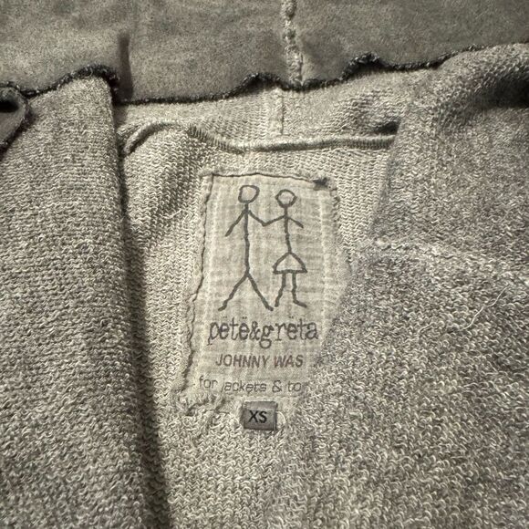 Pete&Greta Johnny Was Gray Draped Open Front Cardigan Hood Size XSmall - Picture 4 of 8